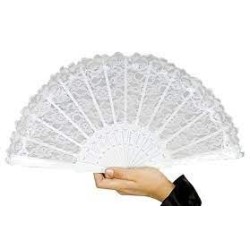 EVENTAIL DENTELLE BLANC 44 CM X 23.5 CM