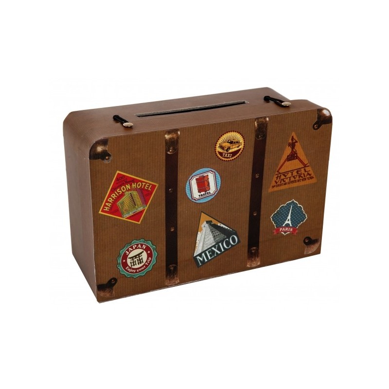 URNE OU TIRELIRE VALISE VOYAGE 24 x 16 x 10 CM  URNE OU TIRELIRE VALISE VOYAGE 24 x 16 x 10 CM