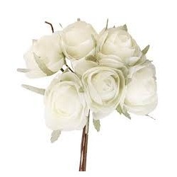 BOUQUET 6 RENONCULES IVOIRE HAUTEUR 19CM 