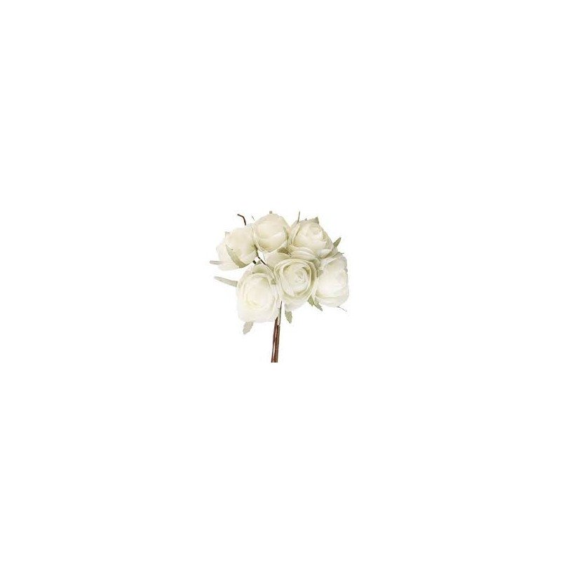 BOUQUET 6 RENONCULES IVOIRE HAUTEUR 19CM 