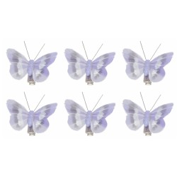 SET 6 PINCES PAPILLONS MAUVE 5CM 