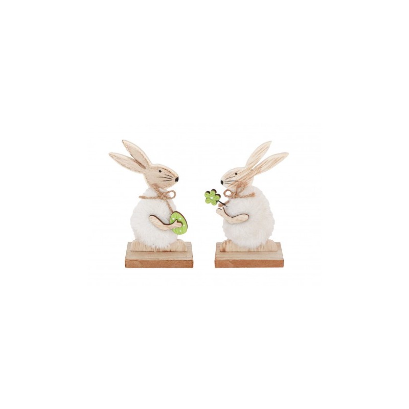 LAPIN BOIS ET FOURRURE 7 X 4 X 13CM MODELES ASSORTIES 