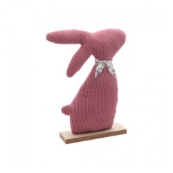 LAPIN VELVET LIBERTY VIEUX ROSE EN BOIS ET VELOUR 20CM X 5CM X 28CM 