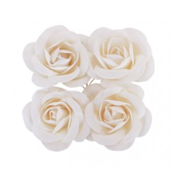 SACHET DE 4 ROSES SATIN BLANCHE 4CM X 2CM