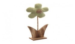FLEUR LOLA VELVET BOIS ET VELOUR VERT SAUGE 13CM X 5CM X 32CM 