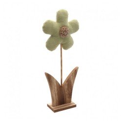 FLEUR LOLA VELVET BOIS ET VELOUR VERT SAUGE 13CM X 5CM X 32CM 