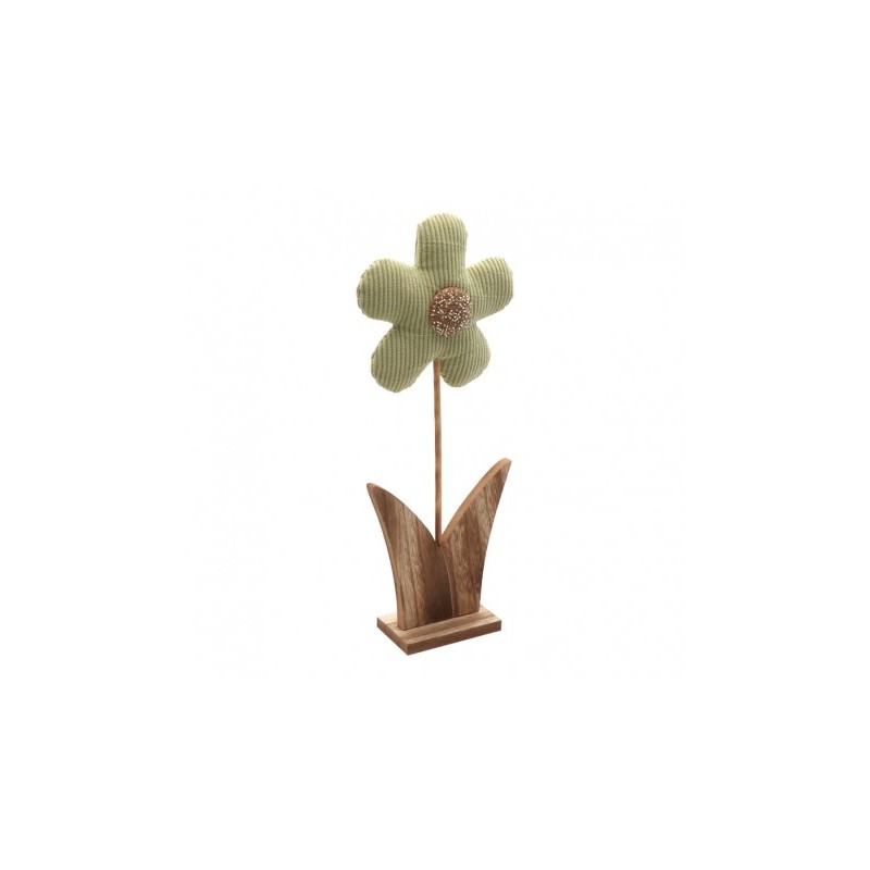 FLEUR LOLA VELVET BOIS ET VELOUR VERT SAUGE 13CM X 5CM X 32CM 