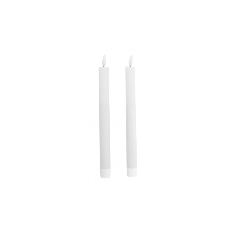 2 BOUGIES FLAMBEAUX LED BLANC 2CM X 24CM