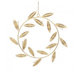 COURONNE DE FEUILLES DOREES A SUSPENDRE DIAMETRE 20CM 29 X 1 X 36CM