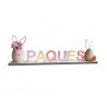 CENTRE DE TABLE BOIS PAQUES AVEC LAPIN 37CM X 5CM X 14CM