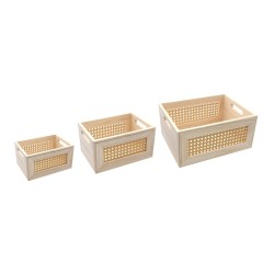 SET DE 3  CAGETTES EN BOIS CANNAGES 