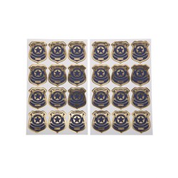 24 STICKERS BADGE DE POLICE MARINE ET OR 4 CM