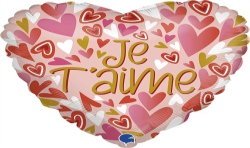 BALLON METALLIQUE COEUR JE T'AIME 46 CM