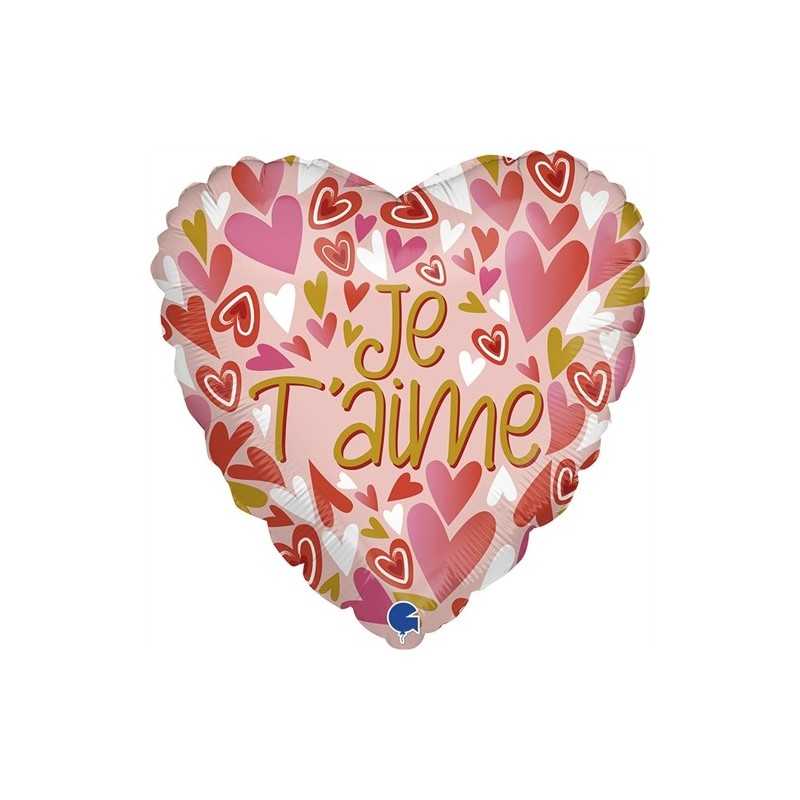 BALLON METALLIQUE COEUR JE T'AIME 46 CM
