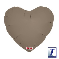 BALLON METALLIQUE COEUR TAUPE 35 CM 14"