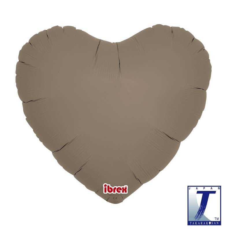 BALLON METALLIQUE COEUR TAUPE 35 CM 14"