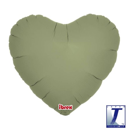 BALLON METALLIQUE COEUR VERT SAUGE  35 CM 14"