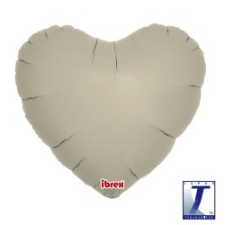 BALLON METALLIQUE COEUR GRIS SABLE  35 CM 14"