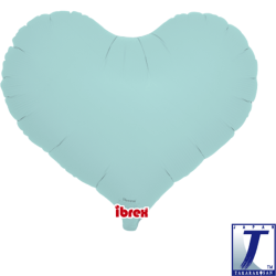 BALLON METALLIQUE COEUR  BLEU PASTEL  35 CM 14"