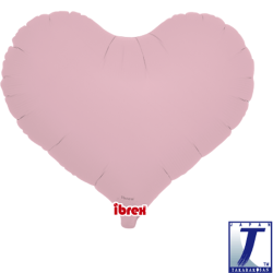 BALLON METALLIQUE COEUR  ROSE PASTEL  35 CM 14"