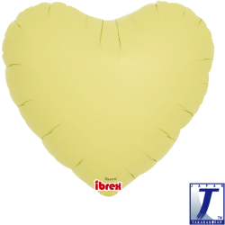 BALLON METALLIQUE COEUR JAUNE PASTEL   35 CM 14"