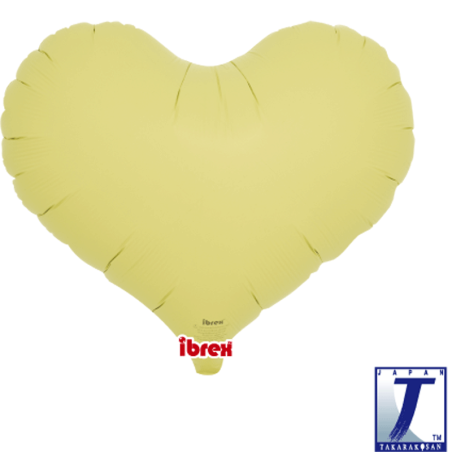 BALLON METALLIQUE COEUR JAUNE PASTEL   35 CM 14"