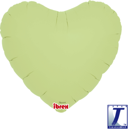 BALLON METALLIQUE COEUR VERT PASTEL   35 CM 14"