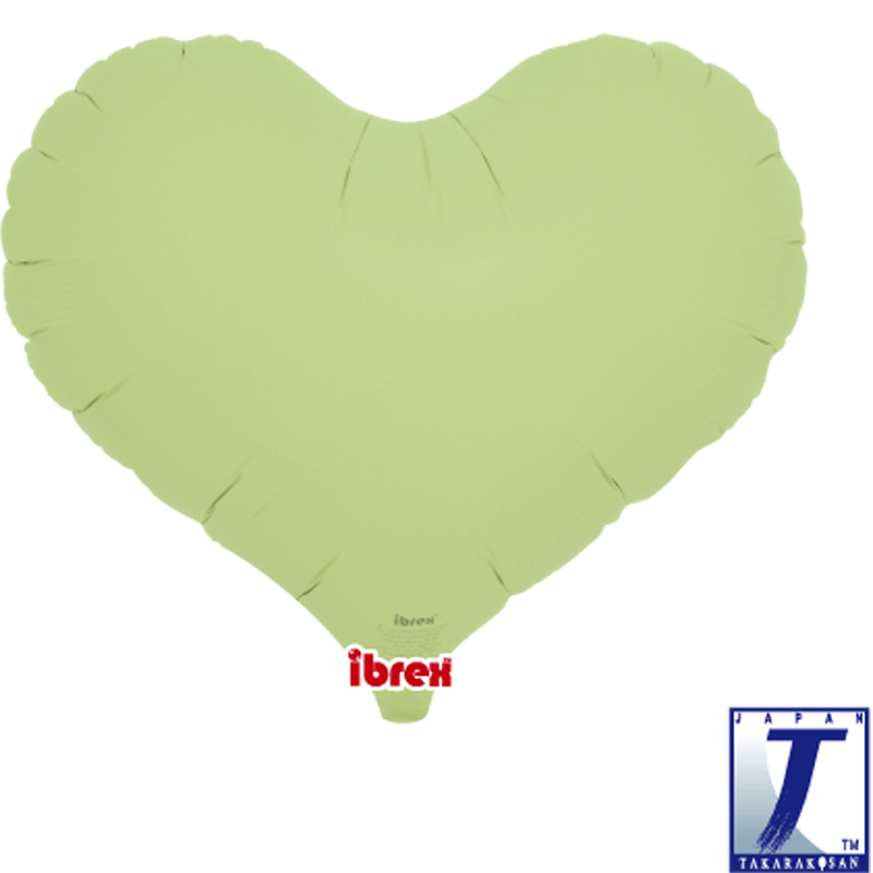 BALLON METALLIQUE COEUR VERT PASTEL   35 CM 14"