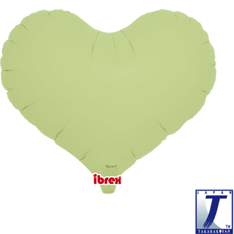 BALLON METALLIQUE COEUR VERT PASTEL 35 CM 14"