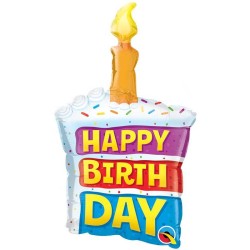 BALLON METALLIQUE GATEAU HAPPY BIRHTDAY 35 CM 