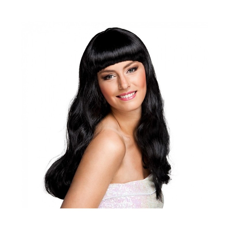PERRUQUE LONGUE NOIRE AVEC FRANGE