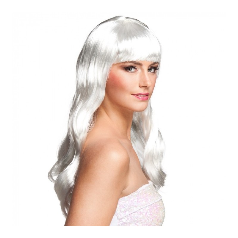 PERRUQUE LONGUE BLANCHE AVEC FRANGE