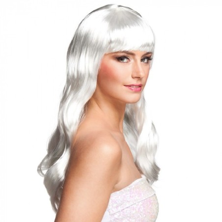 PERRUQUE LONGUE BLANCHE AVEC FRANGE