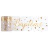 RUBAN TULLE BLANC BAPTEME EN OR 8 CM X 10 M