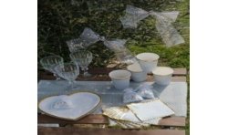 RUBAN TULLE BLANC BAPTEME EN OR 8 CM X 10 M