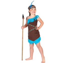 DEGUISEMENT INDIENNE MARRON ET BLEUE  TAILLE 7-9 ANS