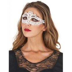 MASQUE LOUP DENTELLE TISSU BLANC