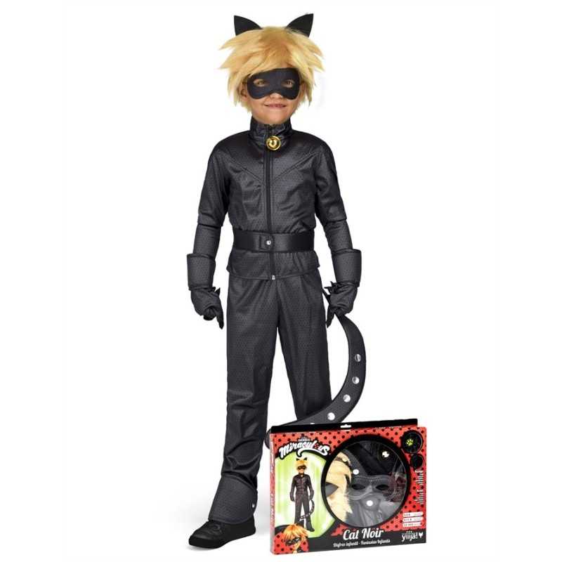 DEGUISEMENT MIRACULOUS CHAT NOIR LUXE + PERRUQUE TAILLE 4-5 ANS