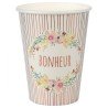 10 GOBELETS FLEURIS BONHEUR 25 CL 