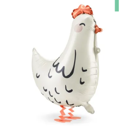 BALLON METALLIQUE AIRWALKER POULE BLANCHE 45 X 42 CM 