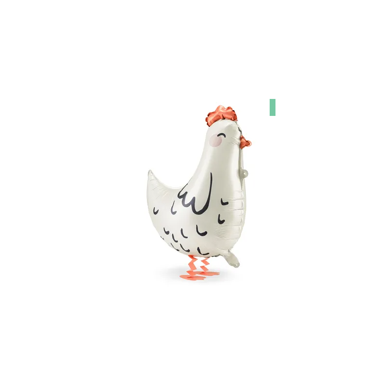 BALLON METALLIQUE AIRWALKER POULE BLANCHE 45 X 42 CM 