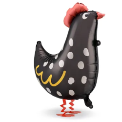 BALLON METALLIQUE AIRWALKER POULE NOIRE 45 X 42 CM 