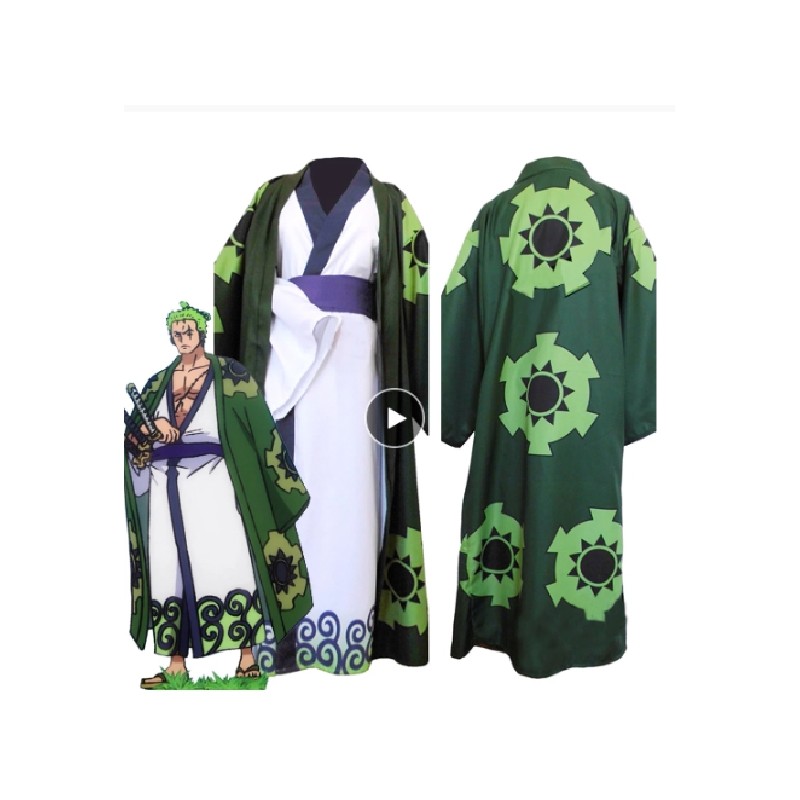 DEGUISEMENT RORONOA ZORO ONE PIECE KIMONO VERT TAILLE 2 XL