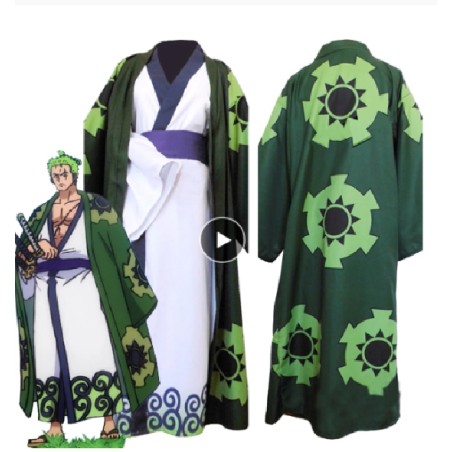 DEGUISEMENT RORONOA ZORO ONE PIECE KIMONO VERT TAILLE 2 XL