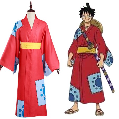 DEGUISEMENT LUFFY ONE PIECE  KIMONO ORANGE TAILLE XL