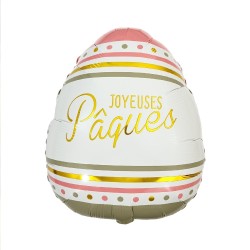 BALLON METALLIQUE OEUF JOYEUSES PAQUES 35CM