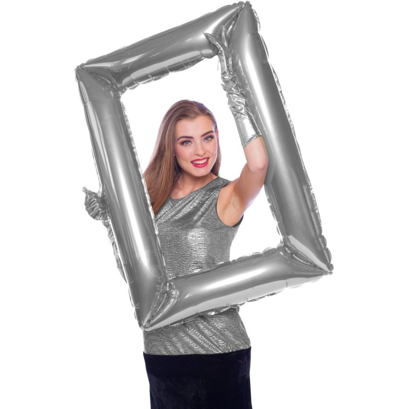 BALLON METALLIQUE POUR PHOTOBOOTH CADRE PHOTO ARGENT 85 X 60 CM