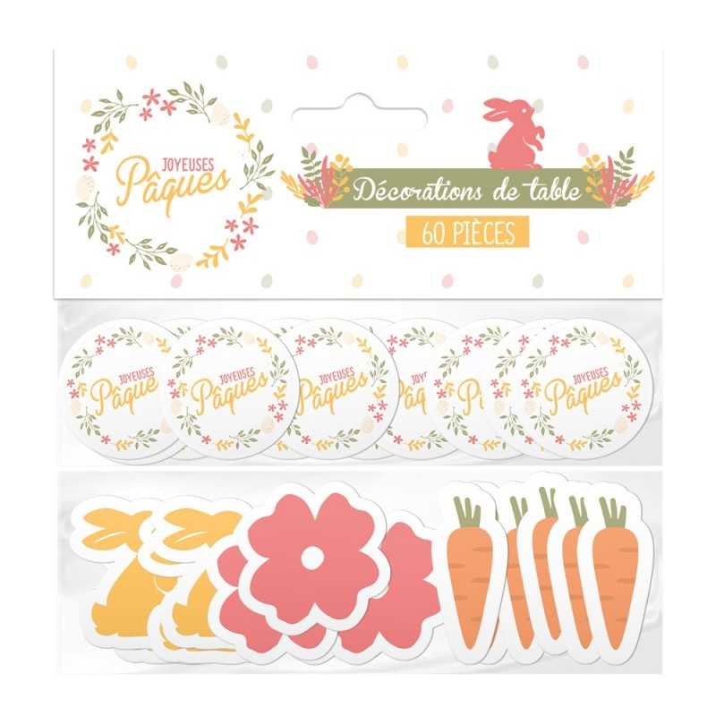 SACHET 60 DECO DE TABLE JOYEUSES PAQUES 