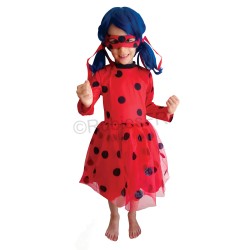 DEGUISEMENT FILLE LADYBUG MIRACULOUS ROBE TUTU + MASQUE TAILLE 5-8 ANS 