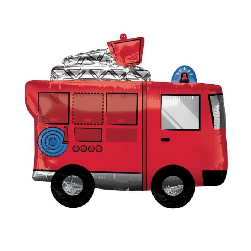BALLON METALLIQUE CAMION DE POMPIER 66 X 55 CM